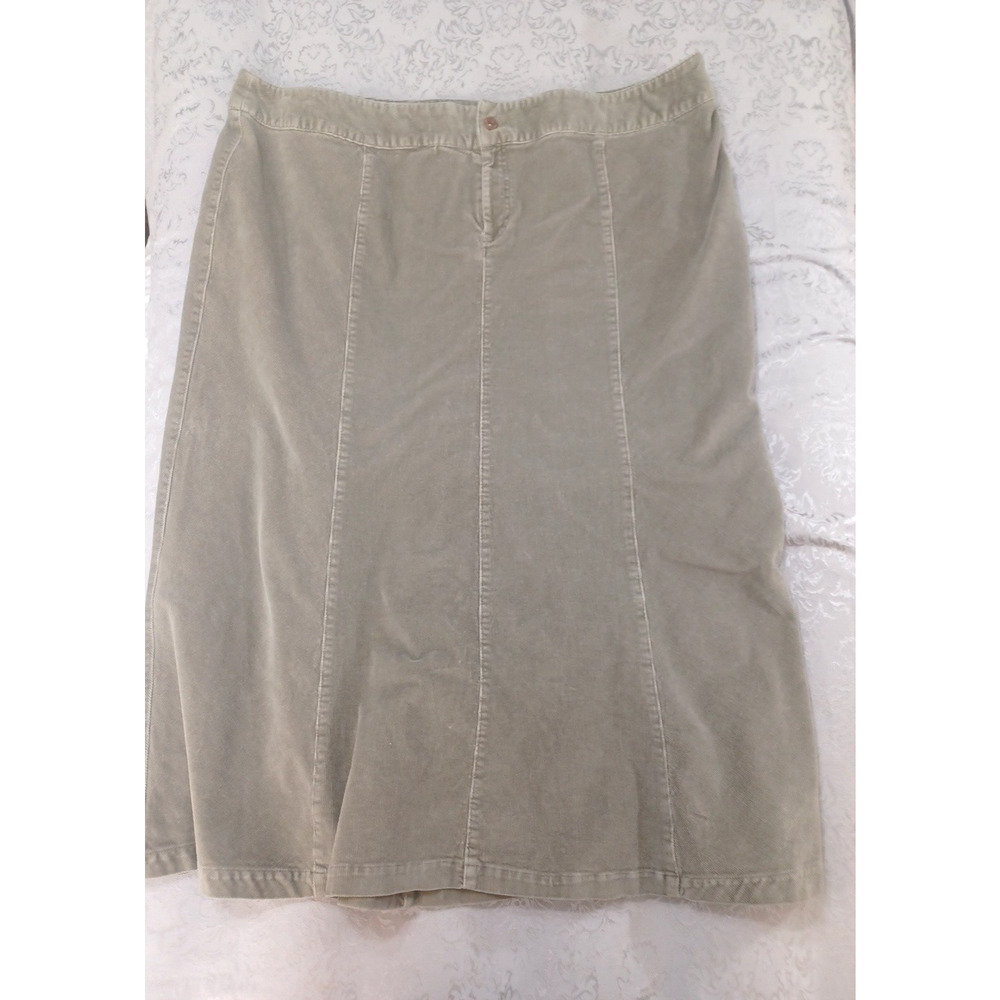 Cherokee VTG Women Gray Beige Long Corduroy Skirt Sz 26 Maxi Flare